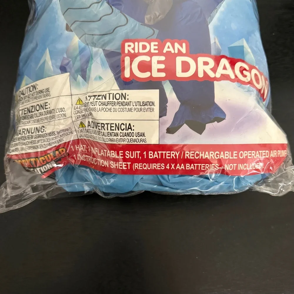 Spooktacular Creations Inflatable Costume Child 4-6 Blue New Ride An Ice Dragon